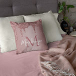 Chic Rose Gold Glitter Drips Monogram Cushion<br><div class="desc">Chic Rose Gold Glitter Drips Monogram Throw Pillow with fashion faux blush pink/rose gold glitter drips on a chic background with your custom monogram and name. Designed by Cedar and String. To personalise further, please click the "customise further" link and use the design tool to modify the design. If you...</div>