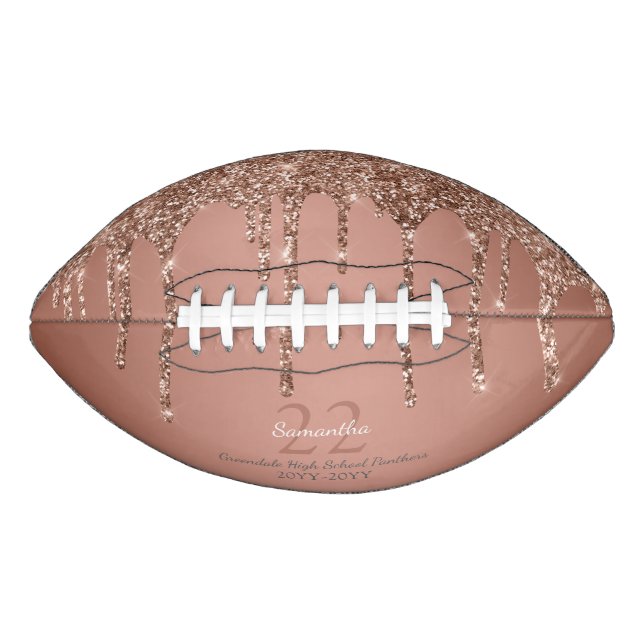 Chic Rose Gold Glitter Drips Name Team Number Year Football (Front)