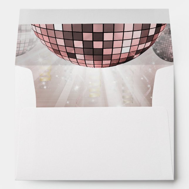 Chic Rose Gold Glitter Glam Disco Party Envelope (Back (Bottom))