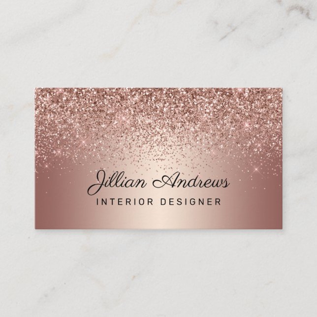 Chic Rose Gold Glitter Glam Professional Business Card (Front)