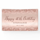 Chic Rose Gold Glitter Happy 40th Birthday Script 