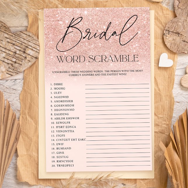 Chic rose gold glitter ombre pink Bridal scramble  (Creator Uploaded)