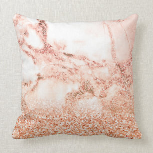 Chic rose gold glitter ombre pink glitter marble cushion