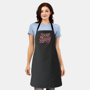 Chic Rose Gold Happy Birthday Glitter Typography Apron