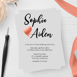 Chic Rose Gold Heart Wedding Invitation