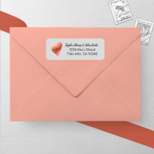 Chic Rose Gold Heart Wedding Return Address