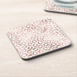 Chic Rose Gold Leopard Cheetah Animal Print Coaster<br><div class="desc">This elegant and chic design is perfect for the modern fashionista. It features a faux printed rose gold hand-drawn leopard/cheetah safari animal print on a simple white background. It's pretty, cute, and trendy! ***IMPORTANT DESIGN NOTE: For any custom design request such as matching product requests, colour changes, placement changes, or...</div>