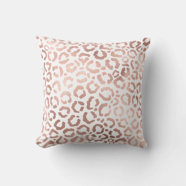 Chic Rose Gold Leopard Cheetah Animal Print Cushion (Front)