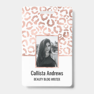 Chic Rose Gold Leopard Cheetah Animal Print ID Badge