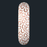 Chic Rose Gold Leopard Cheetah Animal Print Skateboard<br><div class="desc">This elegant and chic design is perfect for the modern fashionista. It features a faux printed rose gold hand-drawn leopard/cheetah safari animal print on a simple white background. It's pretty, cute, and trendy! ***IMPORTANT DESIGN NOTE: For any custom design request such as matching product requests, colour changes, placement changes, or...</div>