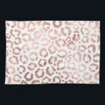 Chic Rose Gold Leopard Cheetah Animal Print Tea Towel<br><div class="desc">This elegant and chic design is perfect for the modern fashionista. It features a faux printed rose gold hand-drawn leopard/cheetah safari animal print on a simple white background. It's pretty, cute, and trendy! ***IMPORTANT DESIGN NOTE: For any custom design request such as matching product requests, colour changes, placement changes, or...</div>