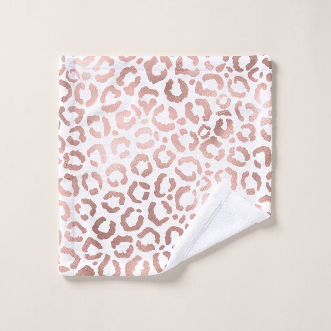 Chic Rose Gold Leopard Cheetah Animal Print Wash Cloth (Wash Cloth)