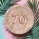 Chic Rose Gold Leopard Print 70th Birthday Paper Plate<br><div class="desc">This chic,  girly design features a pattern of sparkly rose gold leopard spots on a blush pink background,  with "70" in large rose gold balloon numbers. Ideal for a trendy 70th birthday party.</div>