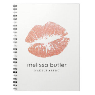 Chic Rose Gold Lips Makeup Artist Spiral Notebook