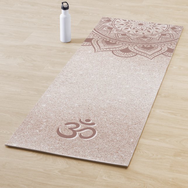 Chic Rose Gold Mandala Om Personal Yoga Mat (In Situ)
