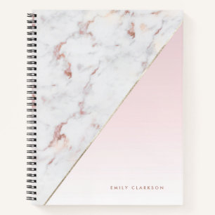 Chic Rose Gold Marble Blush Personalised Notebook