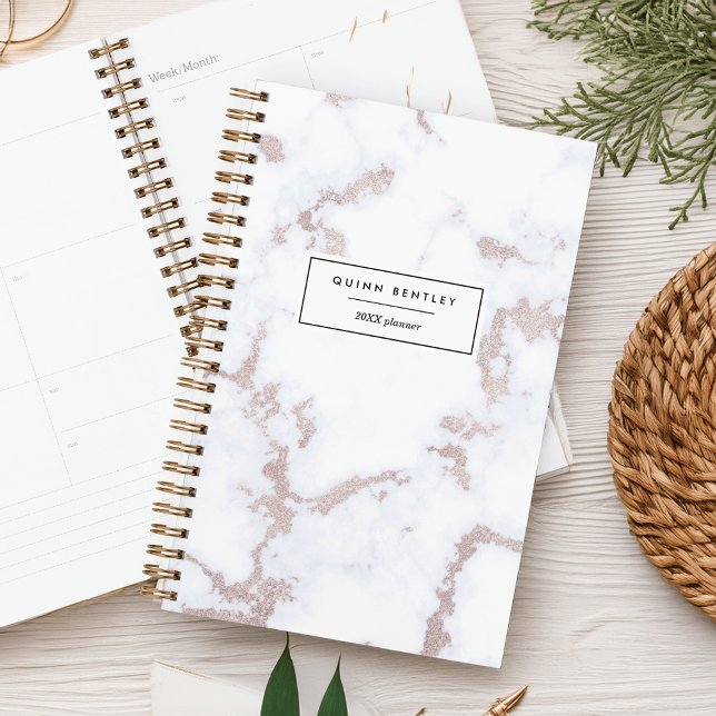 Chic Rose Gold Marble Personalised Planner (Creator Uploaded)