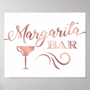 Chic Rose Gold MARGARITA BAR Sign Print