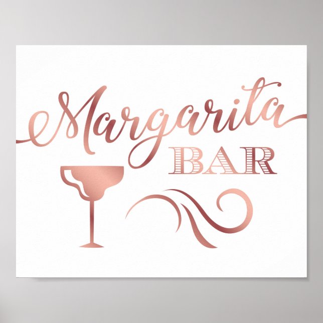 Chic Rose Gold MARGARITA BAR Sign Print (Front)