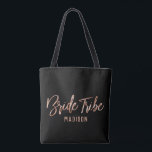 Chic Rose Gold Modern Bride Tribe Wedding Monogram Tote Bag<br><div class="desc">Chic Rose Gold Modern Typography and Customisable Background Colour! Choose any custom colour by clicking the "customise further" link below the text personalisation areas. Scroll down on the right side of the editor past the text and images and pick from the colours or enter your custom colour code! Stylish Wedding...</div>