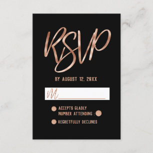 Chic Rose Gold Modern Typography Wedding RSVP Card