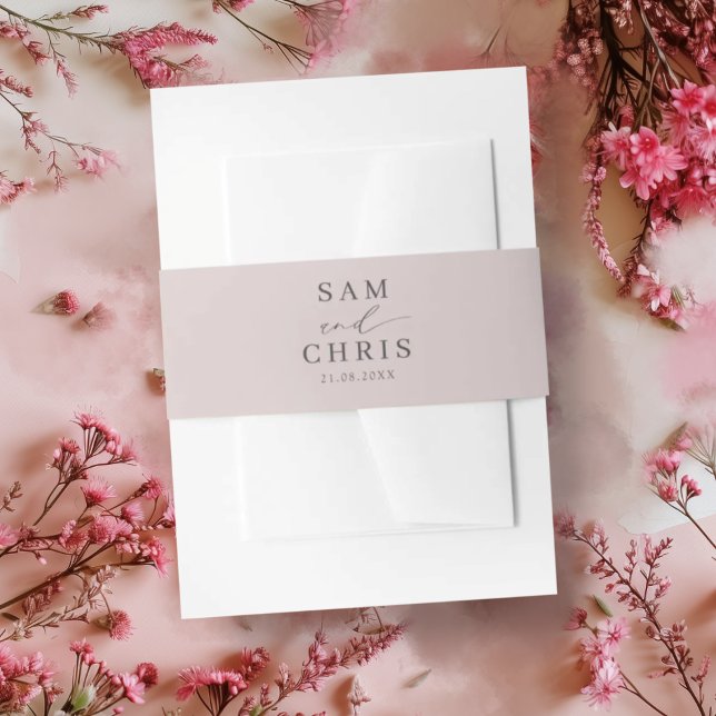 Chic Rose Gold Monogram Wedding Invitation Belly Band (Creator Uploaded)