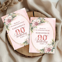 Chic Rose Gold Pastel Pink Floral 50th Birthday