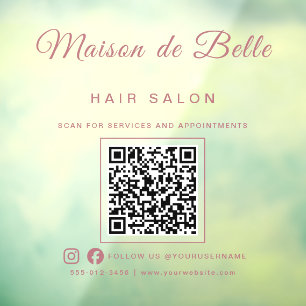 Chic Rose Gold Signature Script QR Code Business