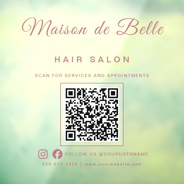 Chic Rose Gold Signature Script QR Code Business (Sheet 3)