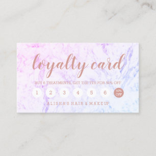 Chic rose gold typography pink marble loyalty card