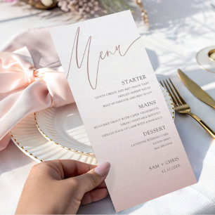 Chic Rose Gold  Wedding Dinner Menu