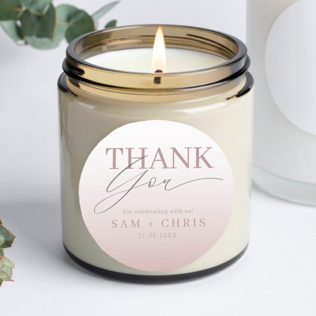 Chic Rose Gold Wedding Thank You  Classic Round Sticker (Creator Uploaded)