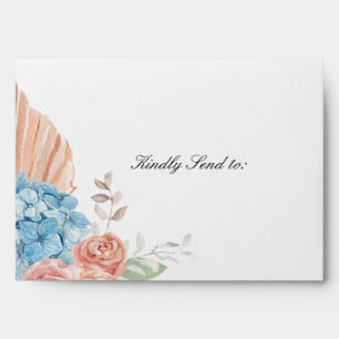 Chic Rose Hydrangea Floral Wedding Envelope