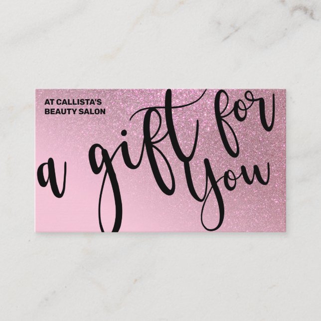 Chic Rose Pink Glitter Gradient Gift Certificate (Front)