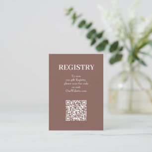 Chic Rose Taupe Wedding Registry QR Code Enclosure Card