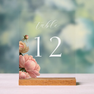 Chic Rose Wedding Table Number Acrylic Sign
