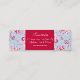 Chic Roses Blue Skinny Business Card 2