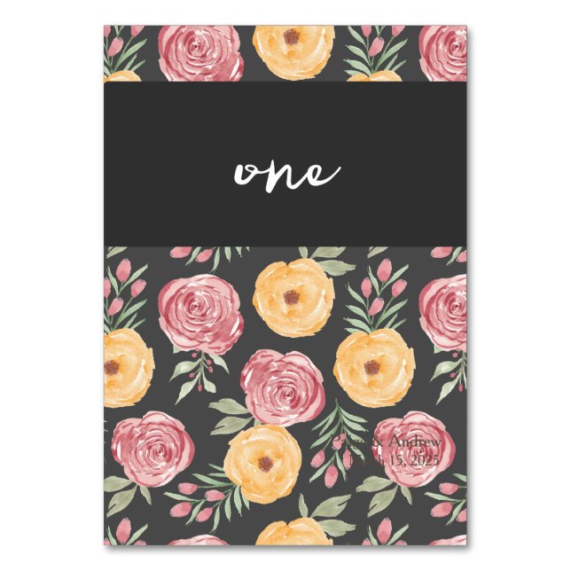 Chic Roses Table Number Card (Front)