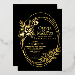 Chic Roses Wedding Foil Invitation