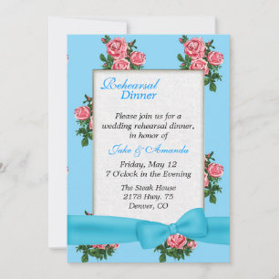 Chic Roses Wedding Rehearsal Dinner Invitation