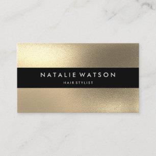 Chic Rough FAUX Gold Black Bar Modern Elegant Business Card
