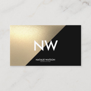 Chic Rough FAUX Gold Diagonal Black Modern Business Card