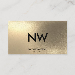 Chic Rough FAUX Gold Minimalist Monogram Modern Business Card