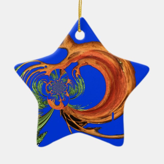 Chic Round Hakuna Matata Navy Blue collection Ceramic Tree Decoration (Front)