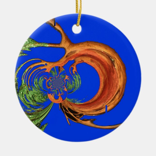 Chic Round Hakuna Matata Navy Blue collection Ceramic Tree Decoration (Front)