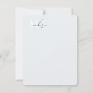 Chic Rounded Corners Monogram Personal Stationery Card