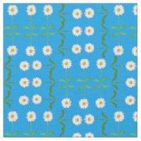 Chic Rows of Daisies on Sky Blue Custom Fabric