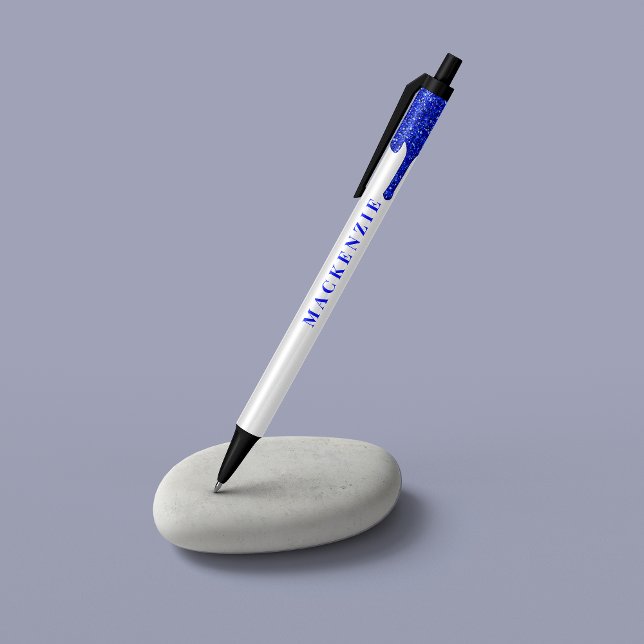 Chic Royal Blue Glitter Dripping Luxury Blue Ink Pen (Creator Uploaded)