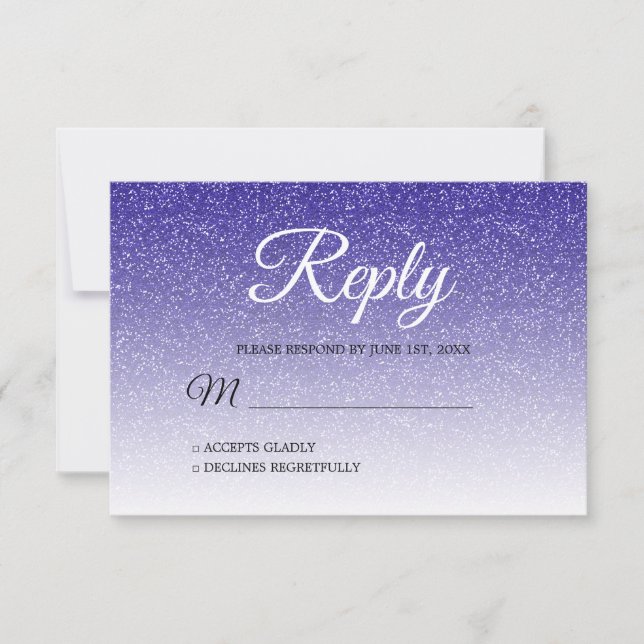 Chic Royal Blue Glitter Ombre RSVP Invitation (Front)