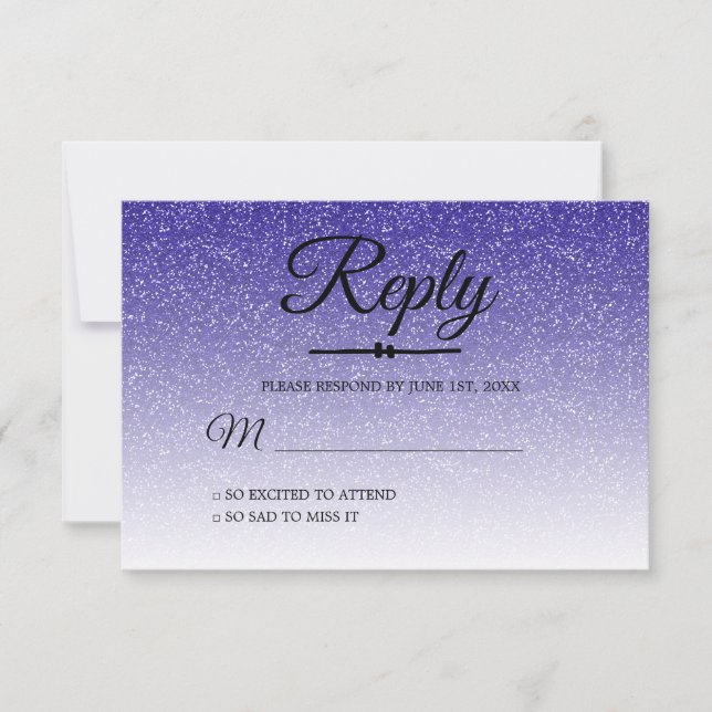 Chic Royal Blue Ombre Sweet 16 RSVP Invitation (Front)